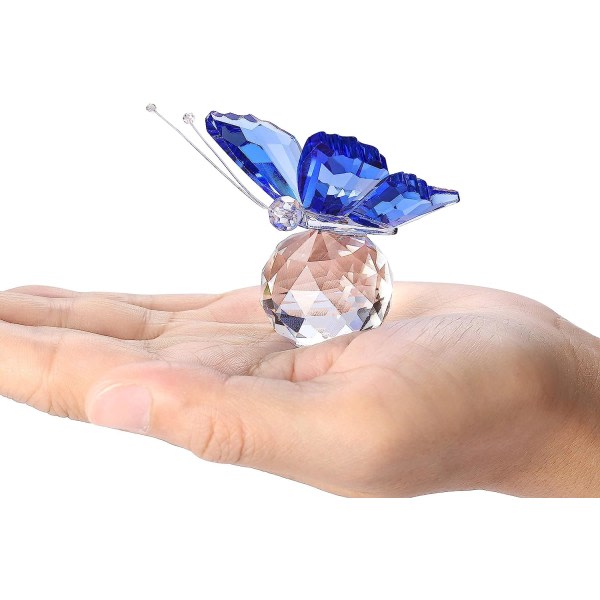 Mor gave blå sommerfugl dekoration med K9 krystalglas facetteret bold Suncatcher ornament til hjemmekontoret