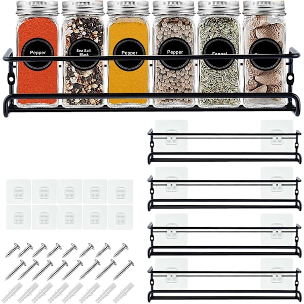 1PCS Spice racks Organizer 5 Tier Wall Mounted Condiment Holder With Adhesive Sticker and Screws