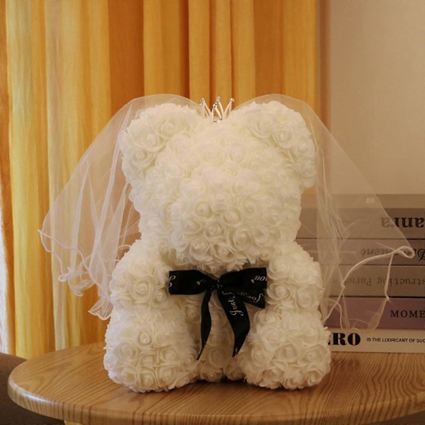 Ruusu Karhu Tekokukka Vaahto Ikuinen Elämä Ystävänpäivälahjat Koti Sisustus Lahjapakkauksella Teddy Bear White
