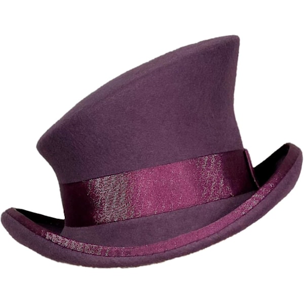 Asymmetrisk Tophat i Uld - Dame, Herre, Unisex - Steam Punk Hat - Tophat med Modebånd - Dekorativ Hat til Mænd - yu Purple One Size