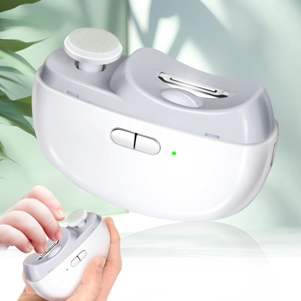 Elektrisk Negleklipper, Neglefil med Lys og 2 Hastigheder, Genopladelig Sikkerhedsnegleklipper til Pårørende, Ældre, Børn white