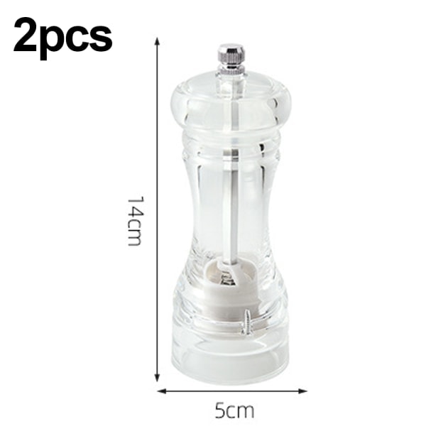 2 transparent acrylic salt and pepper mills, refillable