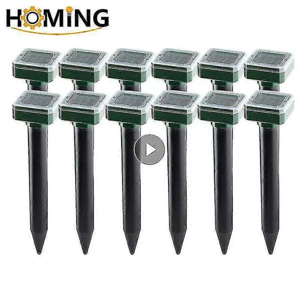12-pack Utomhus Solcellsdriven Ultraljuds Vibration Avvisare Ormavvisare Mullvad Elektronisk Ormavvisare 12PCS Round