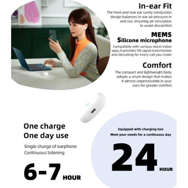 Aidot langattomat Pro TWS Bluetooth Stereo In-Ear -kuulokkeet USB-C Pinkki
