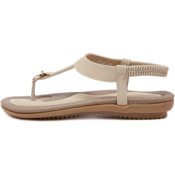 Sommer Sandaler for Kvinner, Damer Kunstig Lær Rhinestone Sandaler Bohemske Flip Flop Sko for Ferie Utendørs Strand 5 UK