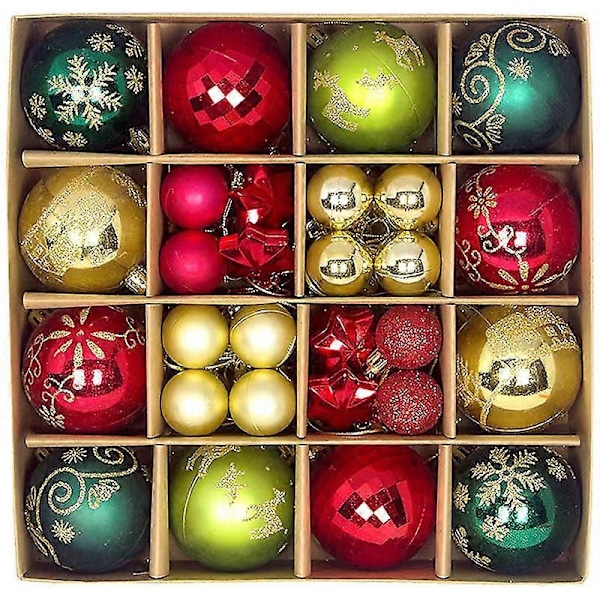 6cm Julekugle Dekoration Juletræskugle Ornament Vedhæng Hængende Dekor Glædelig Jul Dekoration Hjem Nytår 2024 Golden Red 3-6cm
