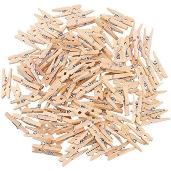 100 Pieces Mini Wooden Pegs Clips Photo Pins Coloured Craft, Natural