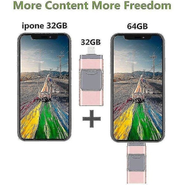 4-i-1 USB-flashdrev med lagerplads til iPhone, iPad, PC, iOS og Android (128 GB)