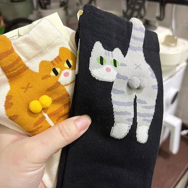 2 par kattsockor - Roliga - Bollar - Mjuka att röra vid - Elastiska - Andningsbara - Hem - Passar alla modeller
