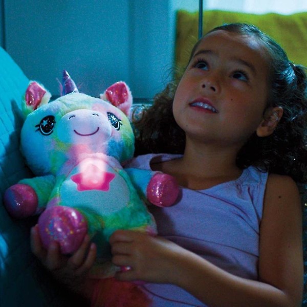 Creative Childrens Projection Night Light Pehmoeläin Yövalo Söpö sininen pentu Color unicorn
