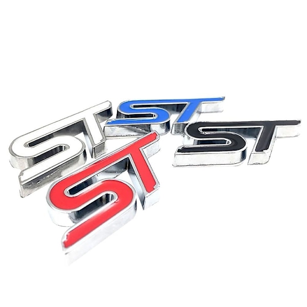 ST Racing Bil Metall Emblem Badge Klistremerke Dekor For Ford Focus Fiesta Mondeo Mengxi Red