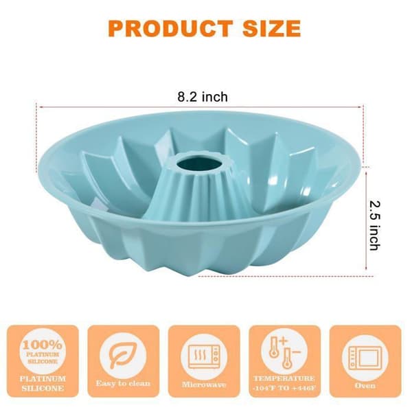 Set med 2 mini-sockerkaksformar, 6-håls räfflad form, non-stick, silikon, för bakning. (blå)
