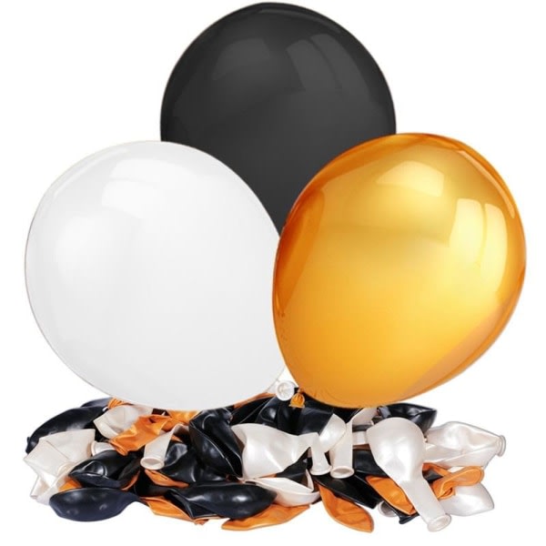 12-Pack ballonger - svart, gull og sølv - nyttår