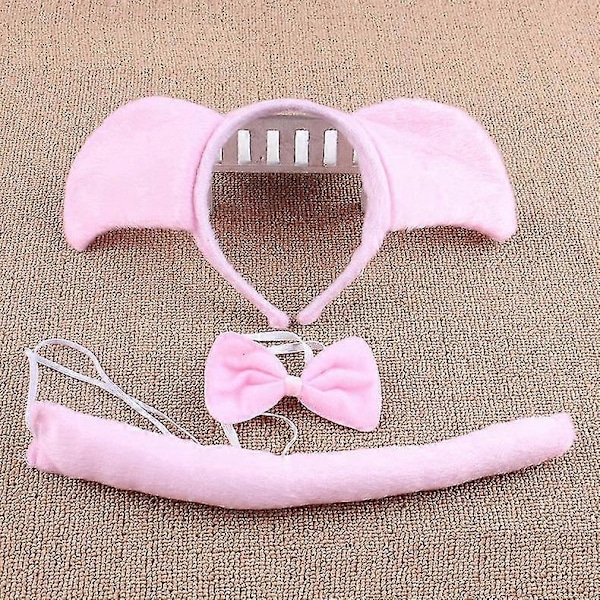 3 sæt Halloween Dyrekostume Dyrekostume Tilbehør Pink pig