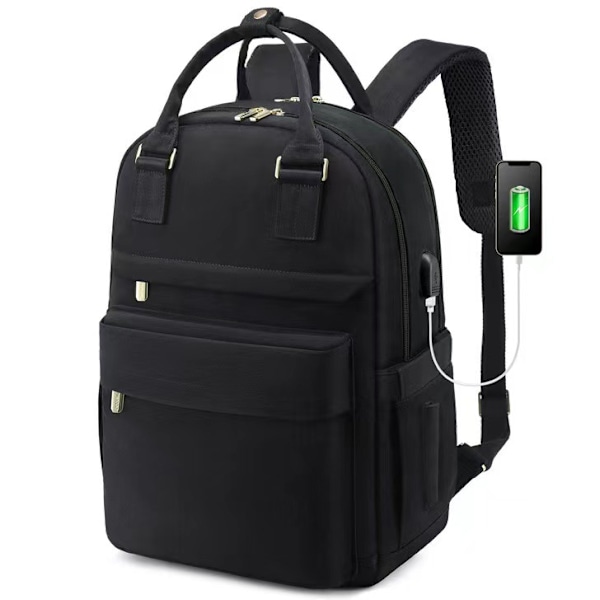 Casual Damryggsäck för Laptop 15,6 Tum USB Grå Blå black