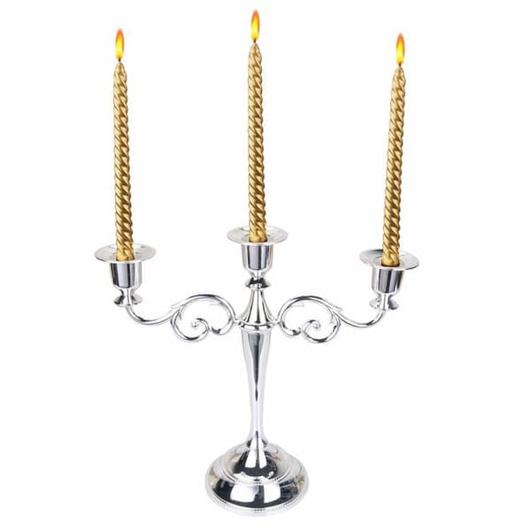 Trearmet metall lysestake, antikk søyle lysekrone, elegant lysekrone, bryllupsdekorasjon (sølv)