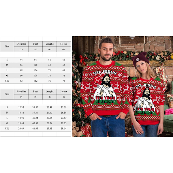 Julesweater Dame Grim Julesweater Familie Jule Top Pullover Rund Hals Vinter Julemand Rensdyr Snefnug Rojo - Jesús M