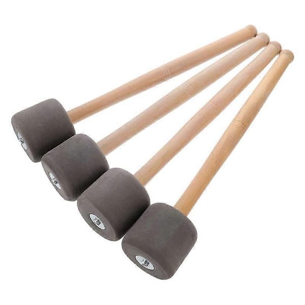 4 stk. stortrommestikker, køller, skumhovedtrommestikker til marchorkesterpercussion