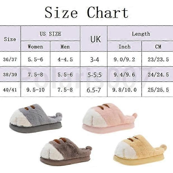 Kissankäpälätossut, 3D-kissankäpäläsarjakuvatossut naisille Light khaki 36or37