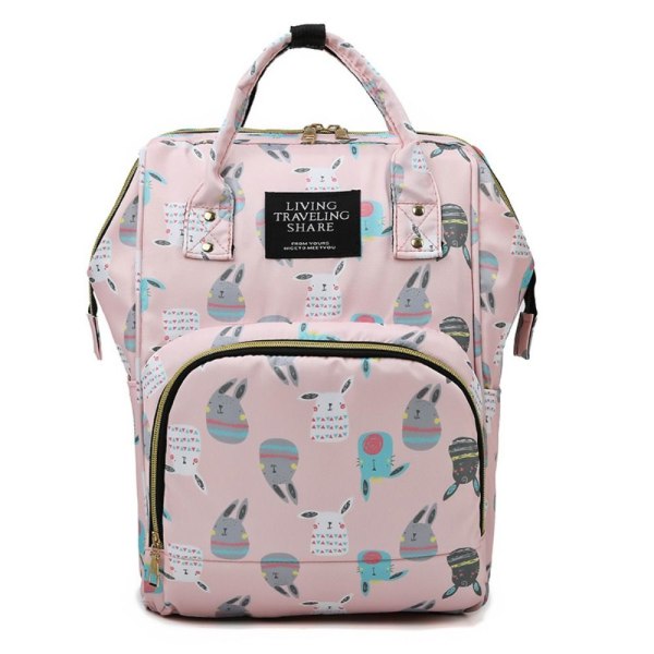 Vanntett Multifunksjons Tote Bag Babypleie Bleieskift Stor Kapasitet Mummy Bag Bleieposer Bleieveske Reise Ryggsekk Pink Rabbit