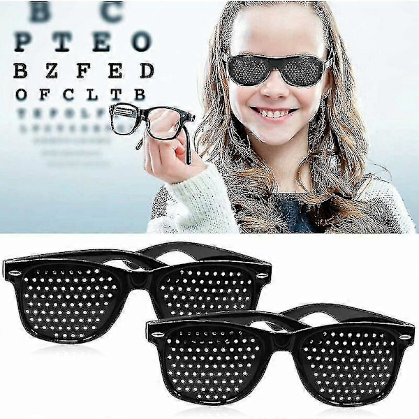 Briller, Sæt med 2 Pinhole-briller til synsforbedring Unisex sorte briller til synsforbedring_ (Køb til kostpris)