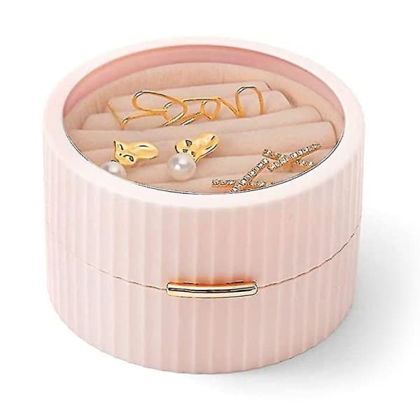 Bærbart smykkeskrin for øredobber, rosa
