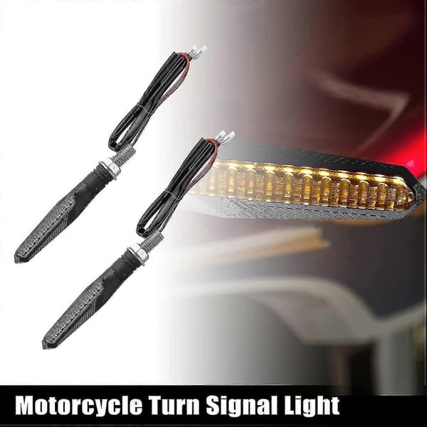 Motorcykel Flydende Blinklys Gult Lys 12v Led Sort 2 stk