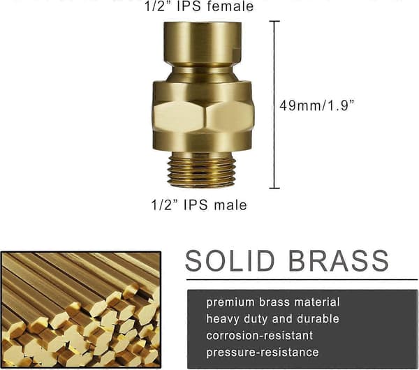 Solid messing brusehoved drejeadapter, justerbar brusearmsforlænger