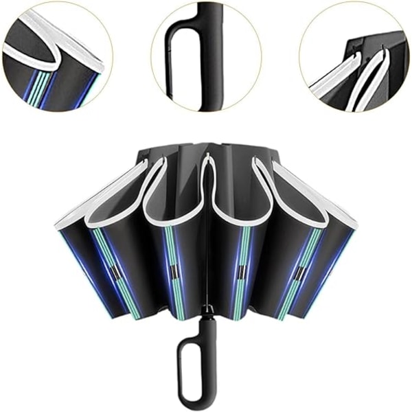 Automatisk sammenklappelig paraply med krog, bærbar 60 ribber sol og regn paraplyer