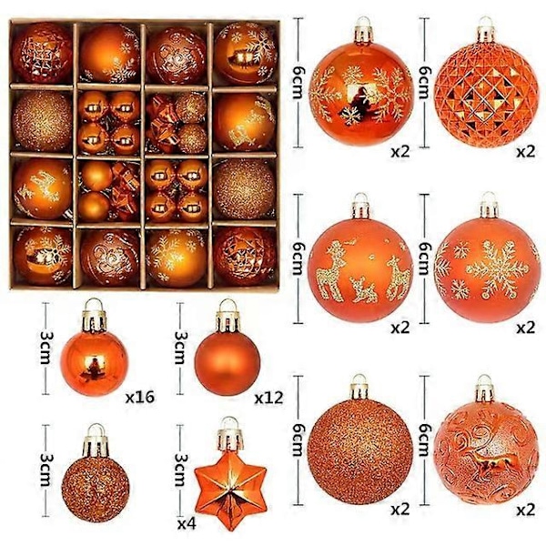 6cm Julekugle Dekoration Juletræskugle Ornament Vedhæng Hængende Dekor Glædelig Jul Dekoration Hjem Nytår 2024 Bronze 3-6cm