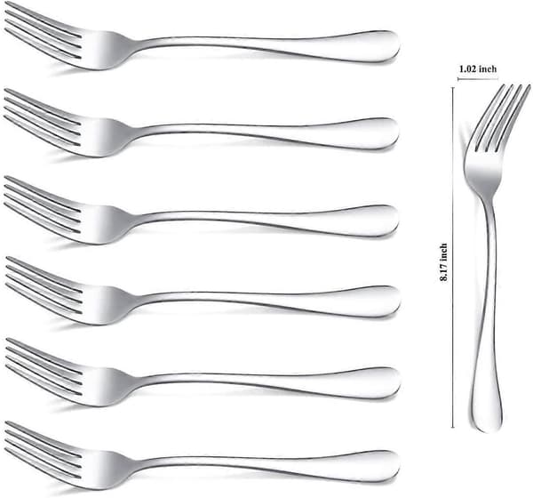 Gullmiddagsgaffel 6 stk, rustfritt stål 20,75 cm gaffel bryllupsbestikksett Silver