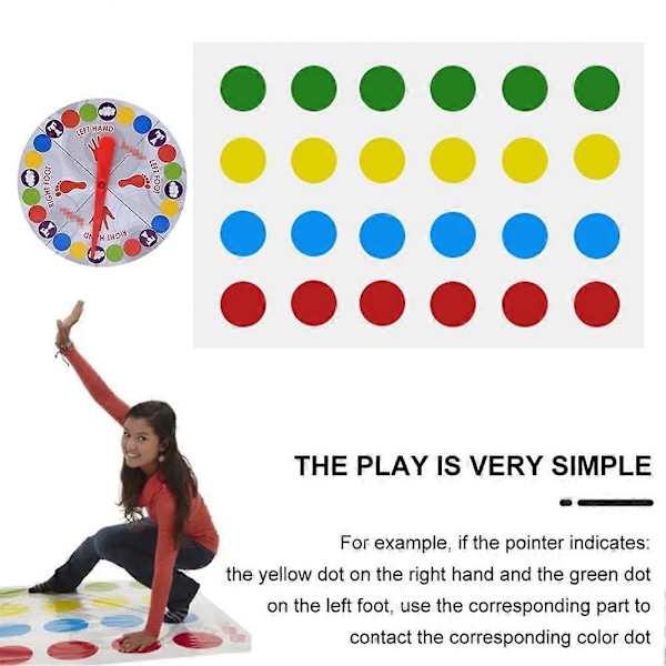 Twister - Rörlig Lekmatta, Kampleksak, Tornado, Vuxen, Förälder-Barn, Interaktiv, Lektillbehör för Inomhusbruk