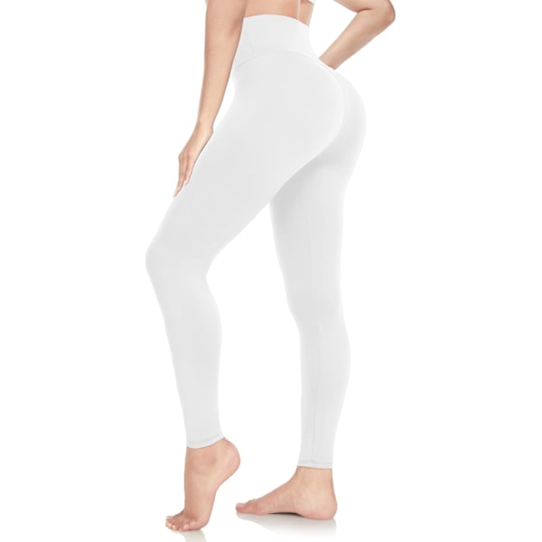 Dame Leggings Myke Høy Høyde Magekontroll Leggings Sport Trening Gym Løping Yoga Bukser white S-M