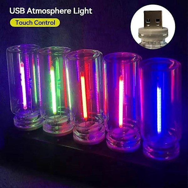Bil USB LED Filament Touch Dimming Glödlampa 5V Retro Stämningsljus 0.3W Nattlampa Camping Glödande Dekorativ LED-belysning green