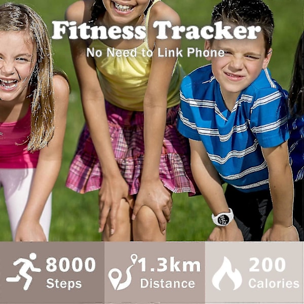 Barnklocka, Digital Klocka Kompatibel Med Pojkar Flickor, Sportklocka Med Fitness Tracker, Väckarklocka, Stoppur, Ingen App Och Vattentät, Klocka Kompatibel 55-White-F