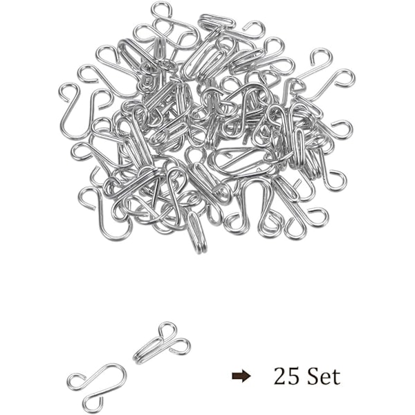 50 stk sykroker og øyne lukking - [ 29mm x 11.5mm ] Kobber for BH bukser klær DIY bruk | Sølvfarget