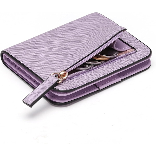 Women's Wallet RFID Blocking Leather Compact Bi-fold Wallet for Woman Zipper Coin Pocket Small Ladies Purse with ID Window