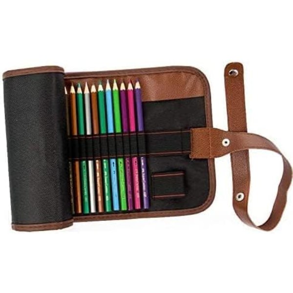 Lærred blyant wrap etui, 72 huller farvet blyant rulleholder opbevaringspose til kunstner, skole, kontor