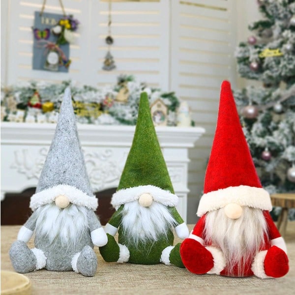 3 pieces of Christmas plush ornaments - handmade Swedish Santas