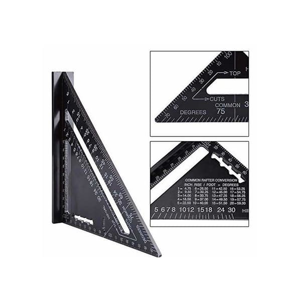 17,8 cm Svart Triangulär Linjal i Aluminium - Hög Precision - Ingenjör/Snickare