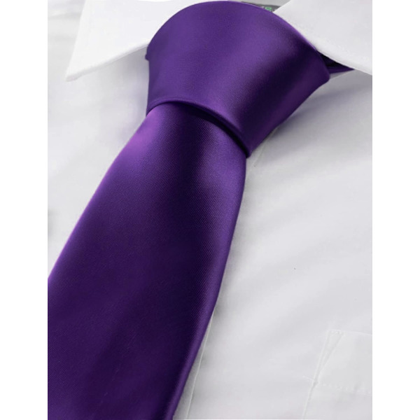 Herrar Slips Solid Färg Halsduk för Män Bröllop Business Formell Slipsar Purple