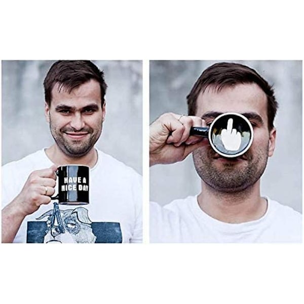 SSRGV Ha en trevlig dag Kaffe Mugg Mellanfinger Rolig Kopp för Kaffe Mjölk Juice