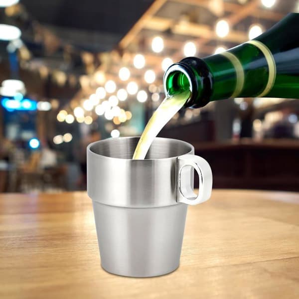 Dobbeltlags krus i rustfrit stål - Anti-skoldning, stabelbare til kaffe og øl