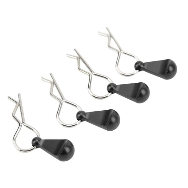 Sæt med 4 R-formede karrosseriklemmer i rustfrit stål til 1/8 1/10 RC-biler, sort