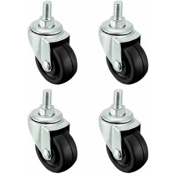 Set of 4 40 mm rubber wheels with M8 threaded rod.