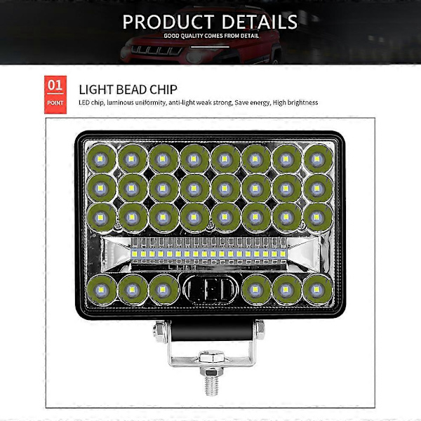 144W 48-LED Auto Kuorma-auto Trukki Ajo Työvalo 5-tuumainen Insinööriajoneuvon Spotti Valonheitin