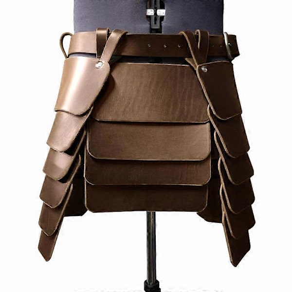 Keskiaikainen viikinkiritari jalkasuojus nahkainen vyötärösuoja renessanssi Larp kelttiläinen kuninkaan taisteluhame uudelleenesitykseen cosplay-asuun Brown set