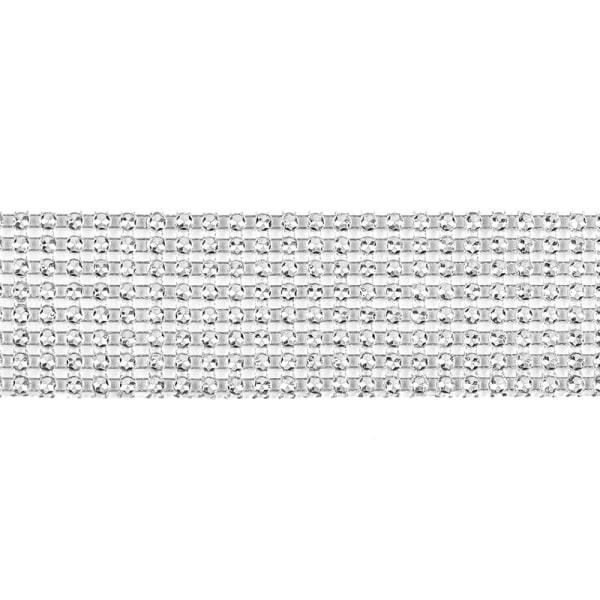 Strassbånd på rull - 4 cm x 9 meter Sølv