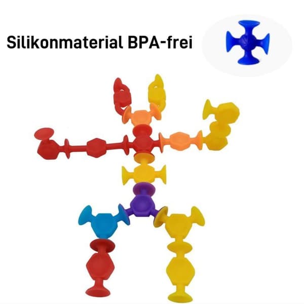 Sugekopp badeleker - 48 deler, silikon, sensorisk, antistress - Egnet for barn ≥3 år, konstruksjon