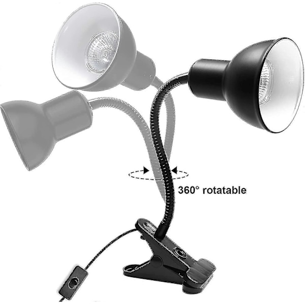 Skildpadde Varmelampe Til Reptil Akvarium, Skildpadde Med 2 Uva Uvb Pære Bage Lampe Justerbar 360 Grader Roterende Klip Til Skildpadde Slange Akvarium